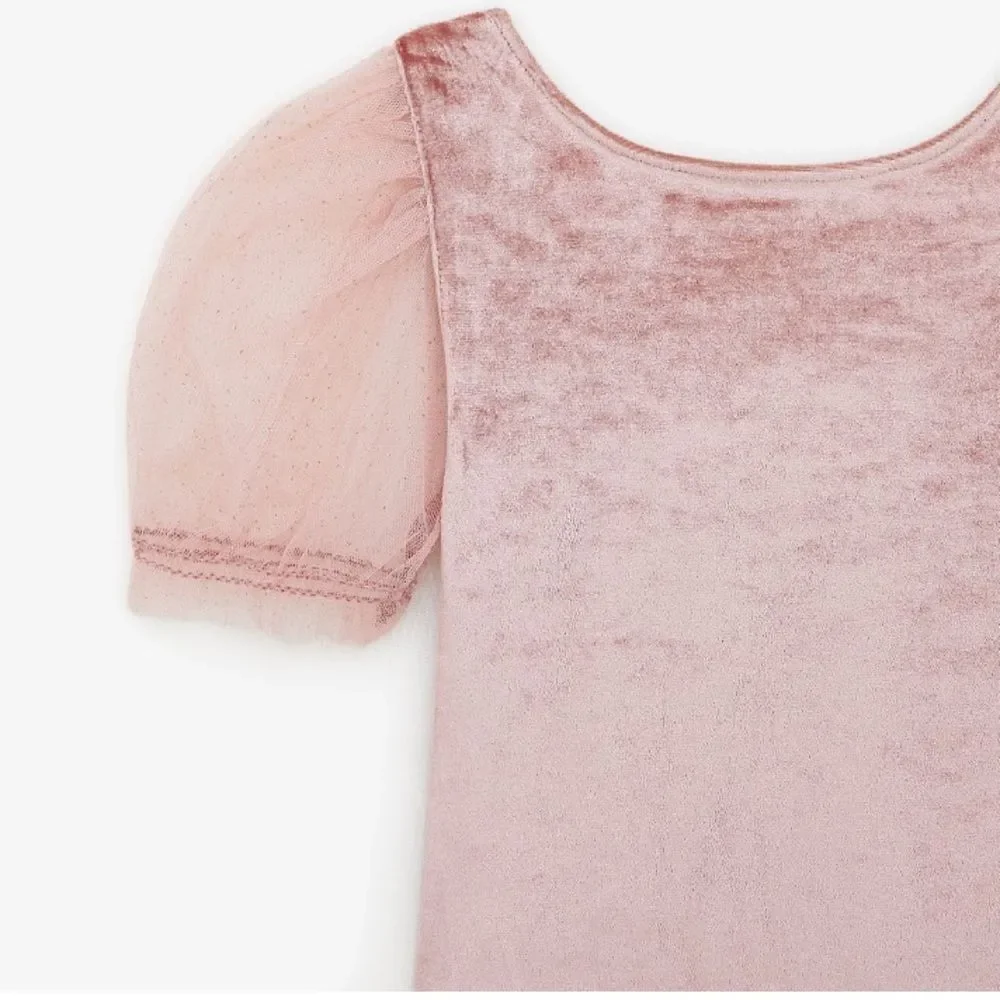 Velvet and tulle bodysuit